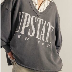 Gray V-Neck 'Upstate New York' Sweatshirt